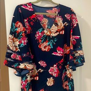 Floral Ruffle Sleeve Women's Top